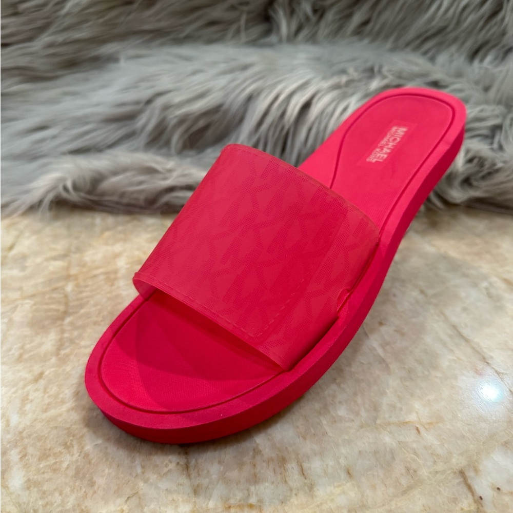 Michael Kors MK Logo Silicone Slide Sandals. Women New.